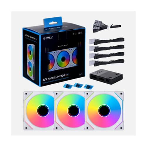 Lian Li UNI SL Infinity 120 White 120mm PWM ARGB Cabinet Fan (Triple Pack)